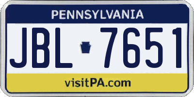 PA license plate JBL7651