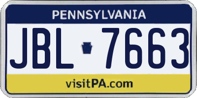 PA license plate JBL7663
