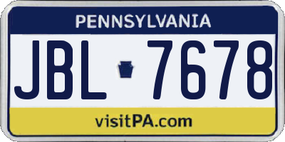 PA license plate JBL7678