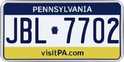 PA license plate JBL7702