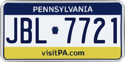 PA license plate JBL7721