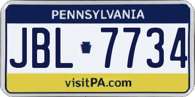 PA license plate JBL7734