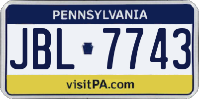 PA license plate JBL7743