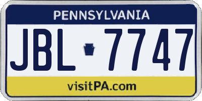 PA license plate JBL7747