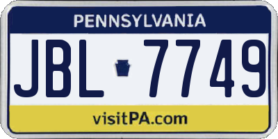 PA license plate JBL7749