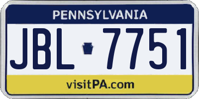 PA license plate JBL7751