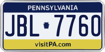 PA license plate JBL7760