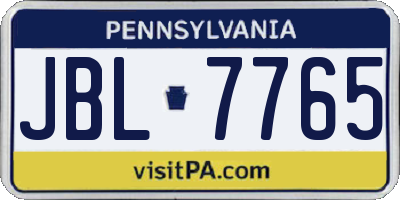 PA license plate JBL7765