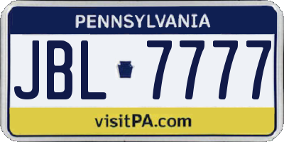 PA license plate JBL7777