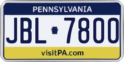 PA license plate JBL7800