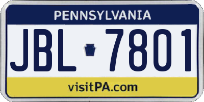 PA license plate JBL7801