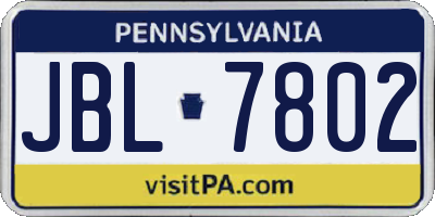 PA license plate JBL7802