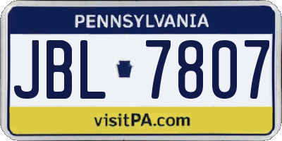 PA license plate JBL7807