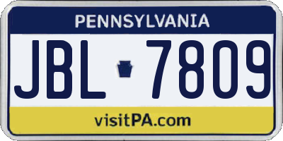 PA license plate JBL7809