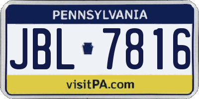 PA license plate JBL7816