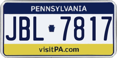 PA license plate JBL7817