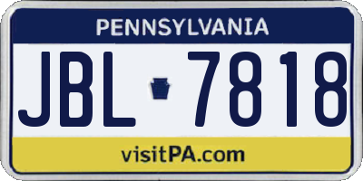 PA license plate JBL7818