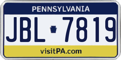 PA license plate JBL7819