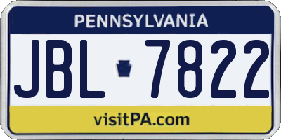 PA license plate JBL7822