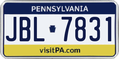 PA license plate JBL7831