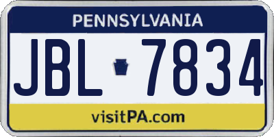 PA license plate JBL7834