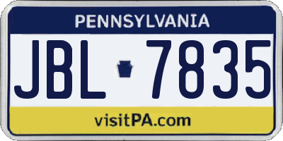 PA license plate JBL7835