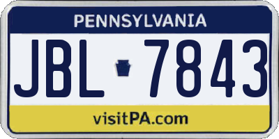 PA license plate JBL7843