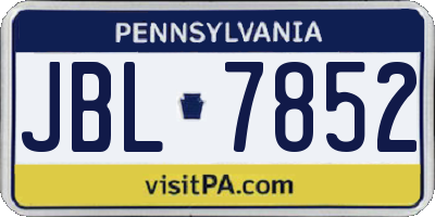 PA license plate JBL7852