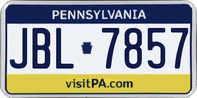 PA license plate JBL7857