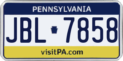 PA license plate JBL7858