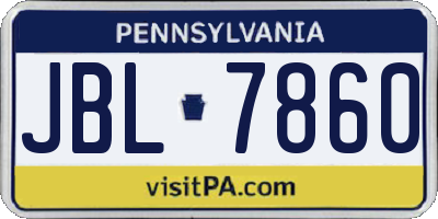 PA license plate JBL7860