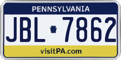 PA license plate JBL7862