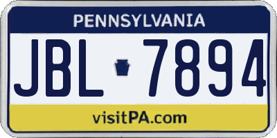 PA license plate JBL7894