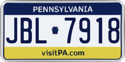 PA license plate JBL7918