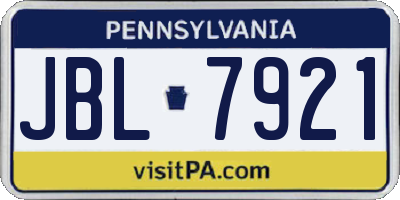 PA license plate JBL7921