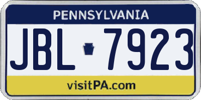 PA license plate JBL7923