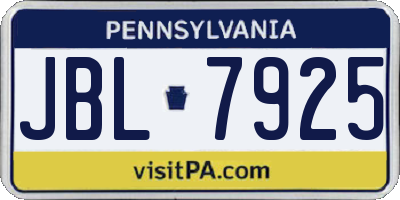 PA license plate JBL7925