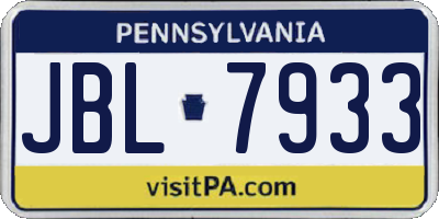 PA license plate JBL7933