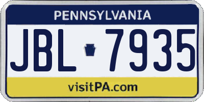 PA license plate JBL7935