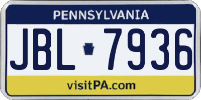 PA license plate JBL7936