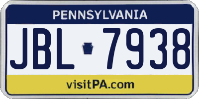 PA license plate JBL7938