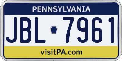 PA license plate JBL7961