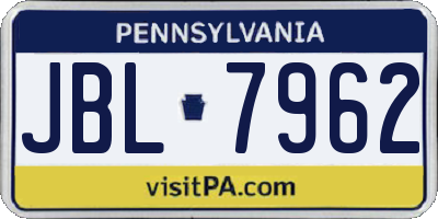 PA license plate JBL7962