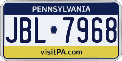 PA license plate JBL7968