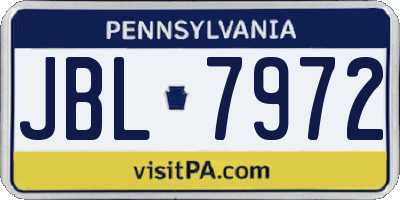 PA license plate JBL7972