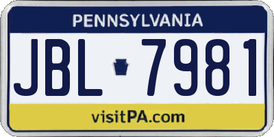 PA license plate JBL7981