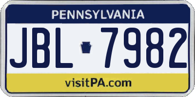 PA license plate JBL7982