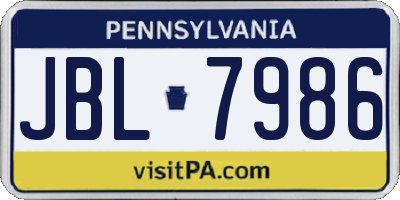 PA license plate JBL7986