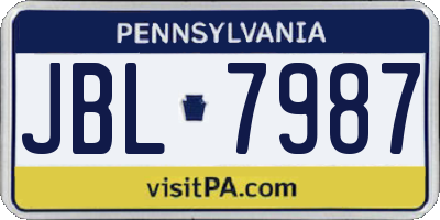 PA license plate JBL7987