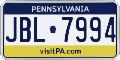 PA license plate JBL7994